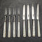 1925 British Vintage White Pearl Shell Handle Sterling Silver Blade Dessert Cutlery 4x2 Set